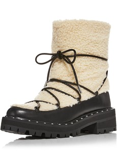 Aqua Fuzz Womens Leather Lugged Sole Winter & Snow Boots