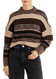 Aqua Georgia Womens Textured Striped Funnel-Neck Sweater