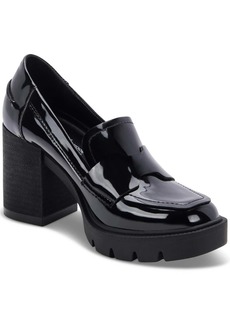 Aqua Jonnie Womens Patent Slip-On Loafer Heels