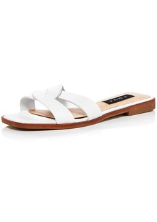 Aqua Kelly Womens Leather Criss-Cross Front Flip-Flops