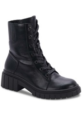 Aqua Perel Womens Leather Lugged Sole Combat & Lace-up Boots