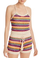 Aqua Rainbow Womens Crochet Criss-Cross Back Tank Top