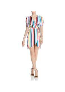 Aqua Rainbow Womens Striped Casual Wrap Dress