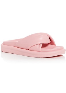 Aqua Ryle Womens Faux Leather Slip On Slide Sandals