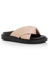 Aqua Ryle Womens Faux Leather Slip On Slide Sandals