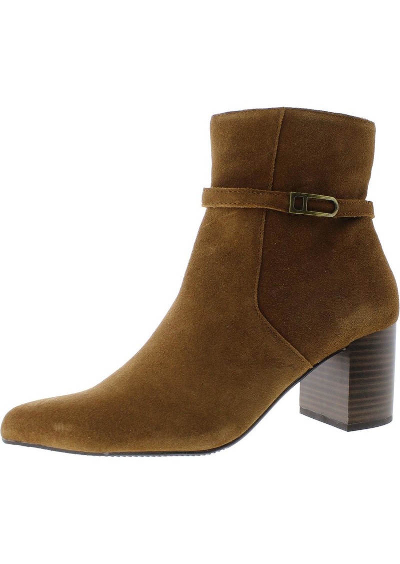 Aqua Tatum Womens Suede Stacked Heel Ankle Boots