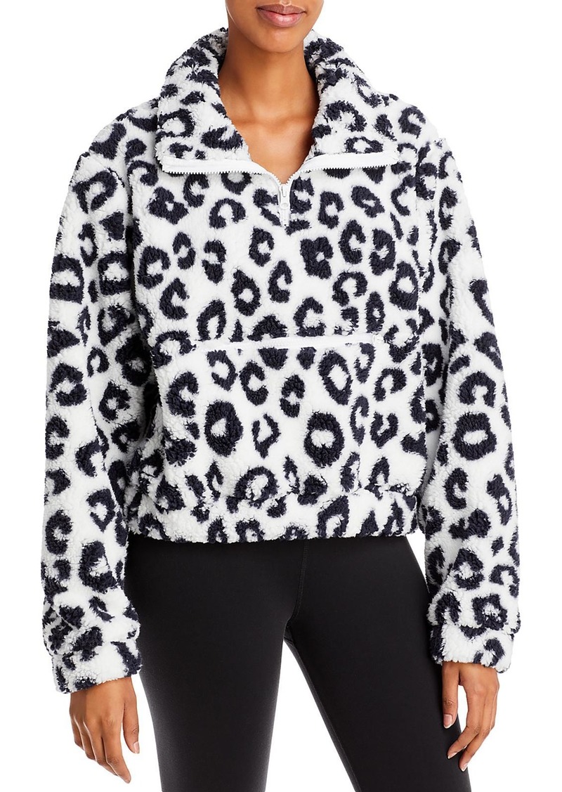 Aqua Womens Animal Print Zipper Pocket 1/2 Zip Sweater