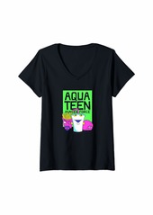 Womens Aqua Teen Hunger Force Neon Aqua Teen V-Neck T-Shirt