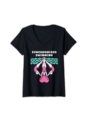 Womens Artistic Synchronized Swimming for Aquatics Enthusiast V-Neck T-Shirt
