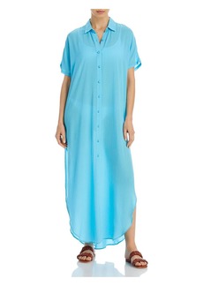 Aqua Womens Button Front Long Cover-Up