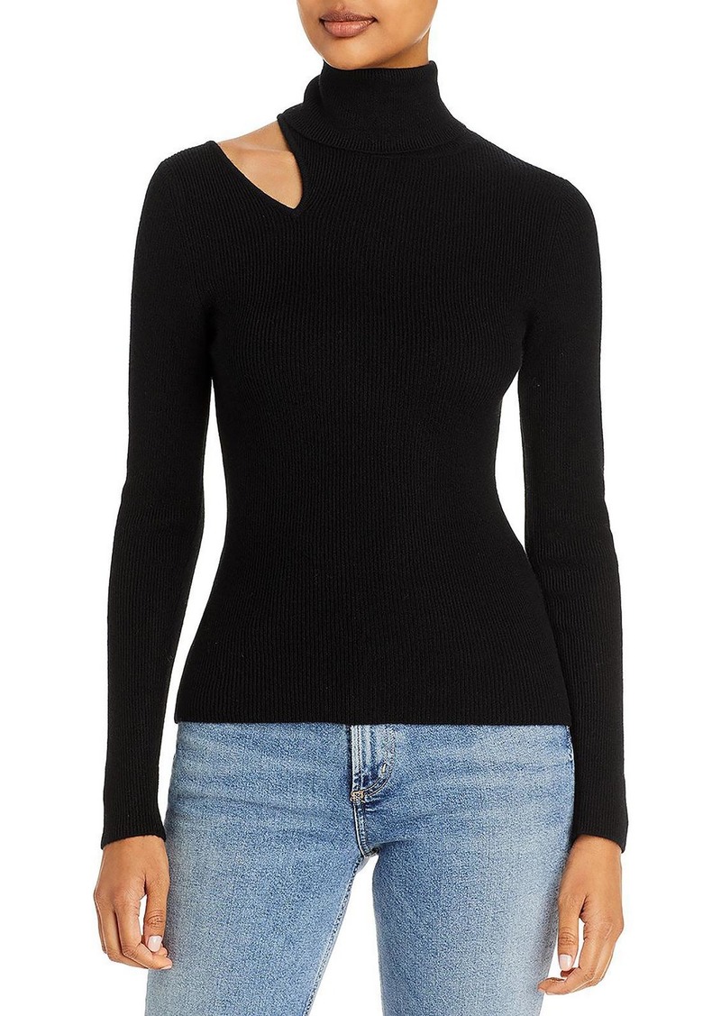 Aqua Womens Cashmere Cut-Out Turtleneck Sweater