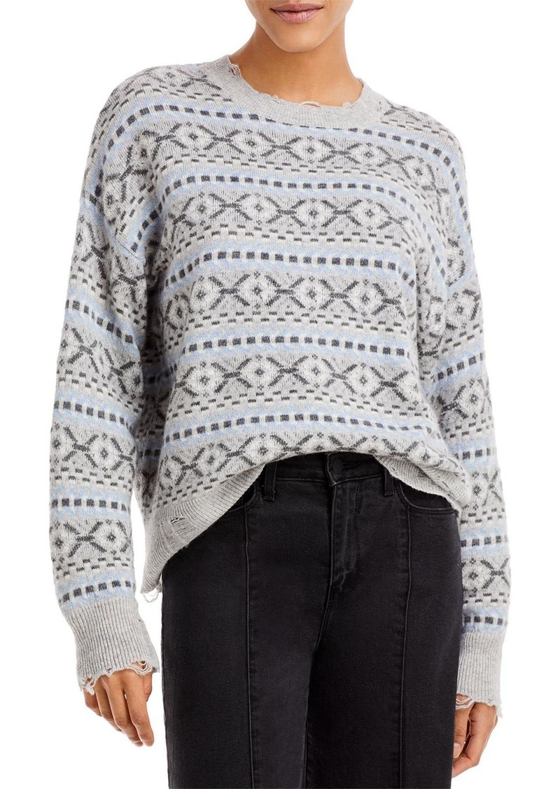Aqua Womens Cashmere Printed Pullover Sweater