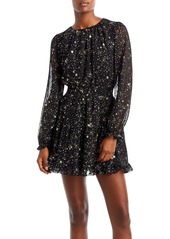 Aqua Womens Chiffon Foiled Star Mini Dress