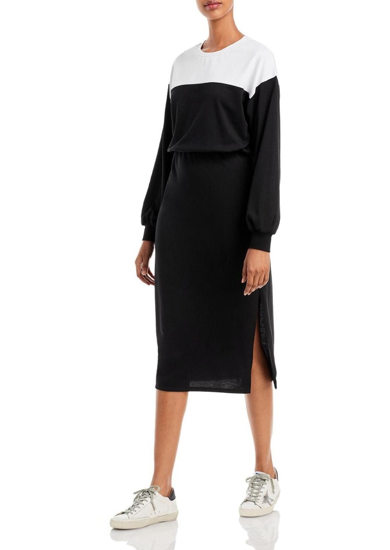 Aqua Womens Colorblock Knit Midi Dress