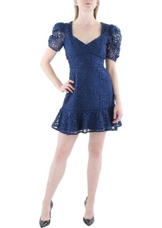 Aqua Womens Crochet Short Mini Dress