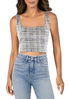 Aqua Womens Cropped Metallic Pullover Top