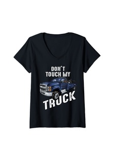 Aqua Womens Don't Touch My Truck Car Stuff Tools Pick up Truck Owner V-Neck T-Shirt
