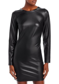 Aqua Womens Faux Leather Mini Cocktail and Party Dress