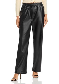 Aqua Womens Faux Leather Pull On Wide Leg Pants