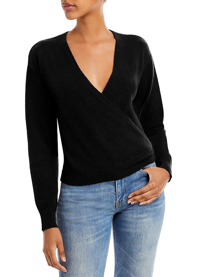 Aqua Womens Faux Wrap Cashmere Wrap Sweater