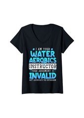 Womens Funny Aqua Aerobics Water Aerobics Instructor V-Neck T-Shirt