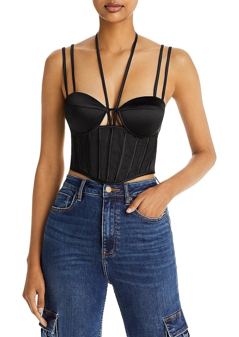 Aqua Womens Halter Bustier Cropped