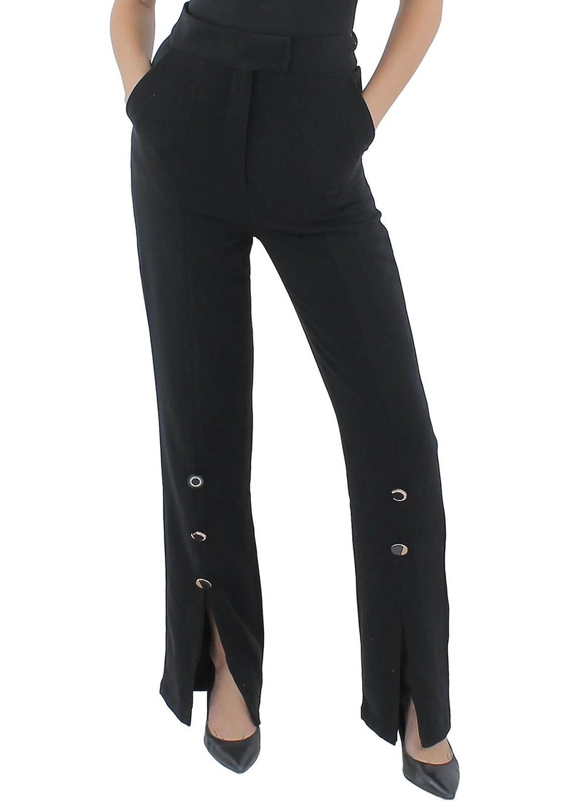 Aqua Womens High Rise Embellished Straight Leg Pants