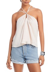 Aqua Womens Keyhole Neck Halter Tank Top