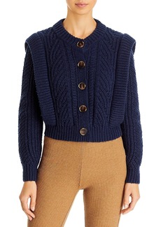Aqua Womens Knit Crewneck Cardigan Sweater