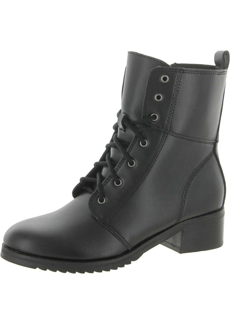 Aqua Womens Leather Ankle Combat & Lace-up Boots