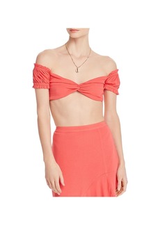 Aqua Womens Off-The-Shoulder Twist Crop Top