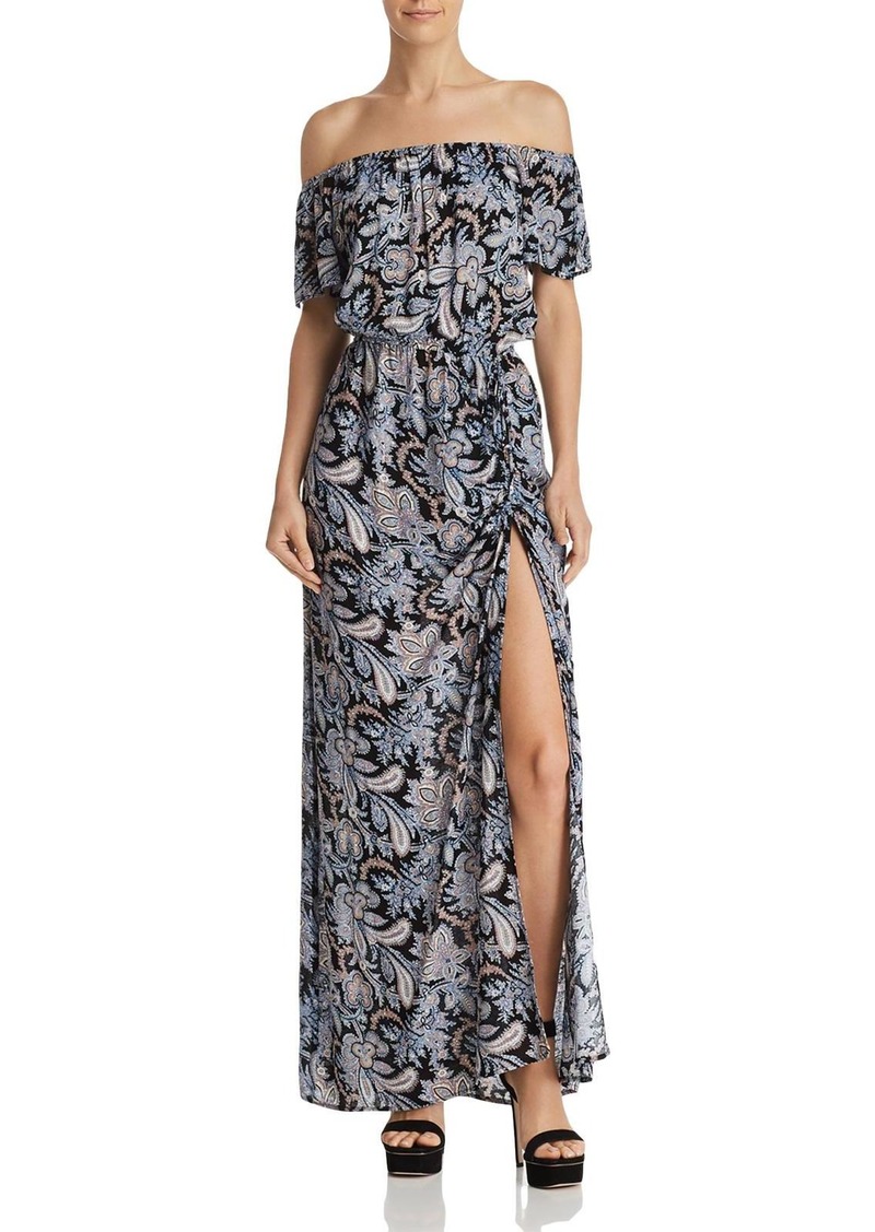 Aqua Womens Paisley Off-The-Shoulder Maxi Dress