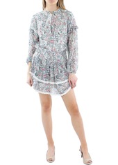 Aqua Womens Paisley Smocked Mini Dress