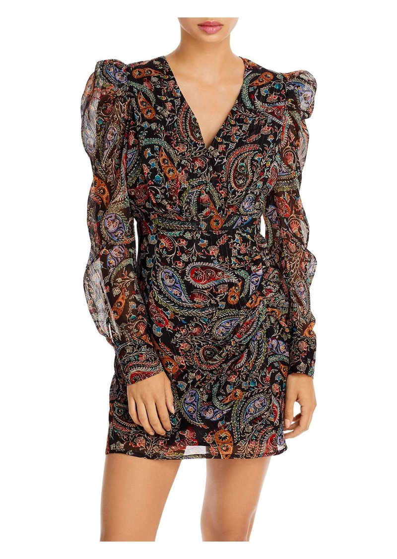 Aqua Womens Paisley V Neck Mini Dress