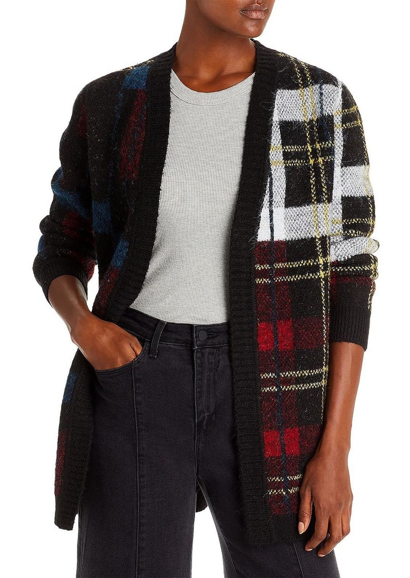 Aqua Womens Plaid Open Front Cardigan Sweater