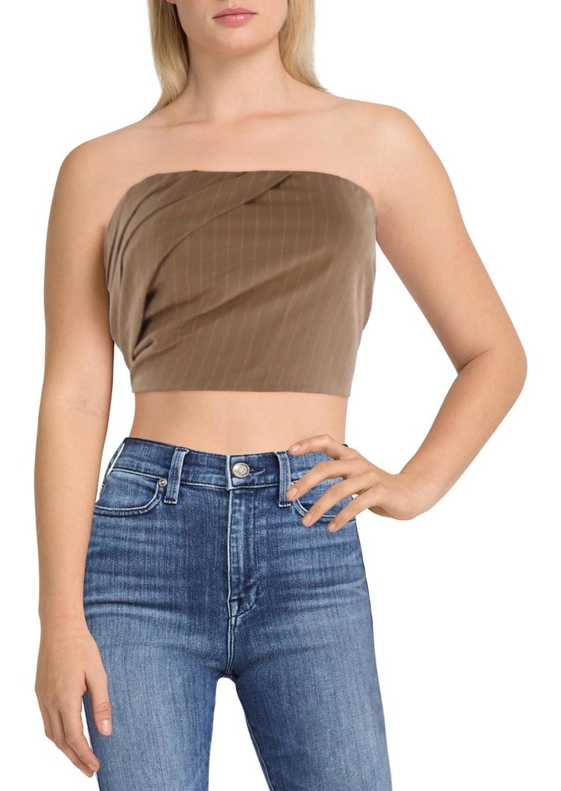 Aqua Womens Pleated Cropped Strapless Top