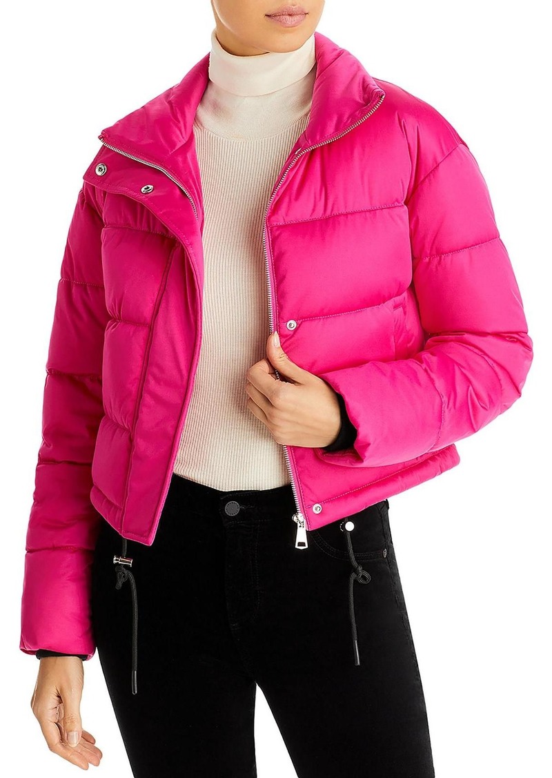 Aqua Womens Quilted Crop Puffer Jacket