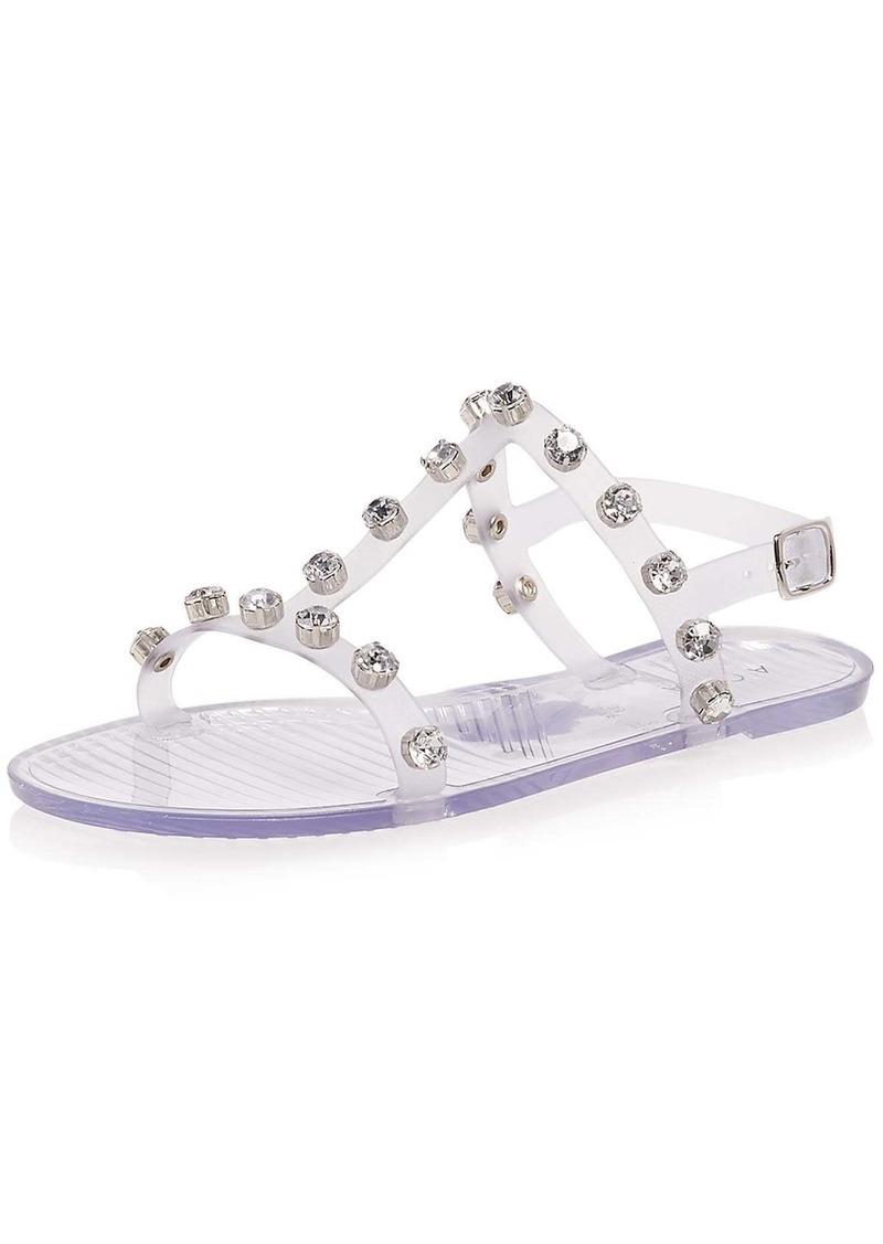 Aqua Womens Rhinestone Plastic Strappy Sandals