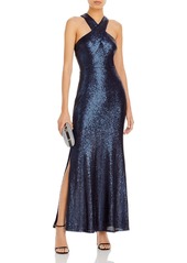 Aqua Womens Sequined Long Evening Dress