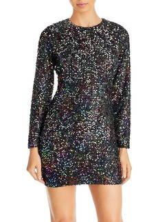 Aqua Womens Sequined Mini Cocktail and Party Dress