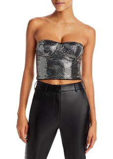 Aqua Womens Sequined Strapless Cropped