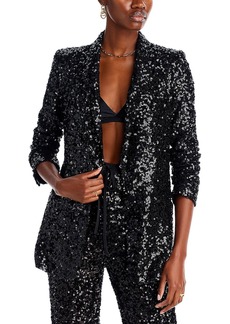 Aqua Womens Sequined Suit Separate One-Button Blazer