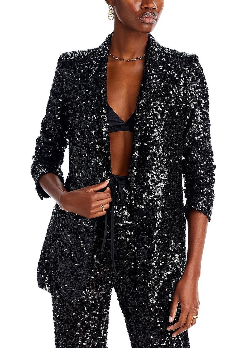 Aqua Womens Sequined Suit Separate One-Button Blazer