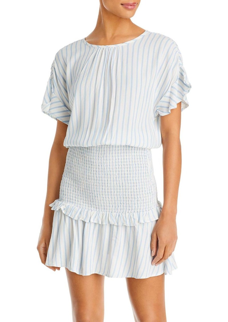 Aqua Womens Smocked Pin Stripe Mini Dress