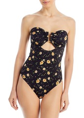 Aqua Womens Strapless Cut Out One-Piece Swimsuit