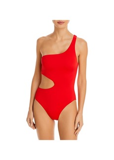 Aqua Womens Stretch One Shoulder One-Piece Swimsuit