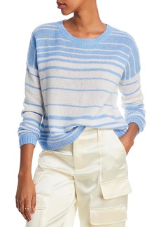 Aqua Womens Striped 100% Cashmere Pullover Sweater