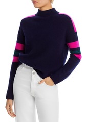 Aqua Womens Striped Cashmere Mock Turtleneck Sweater