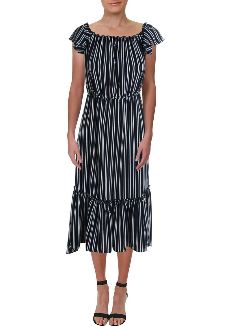 Aqua Womens Striped Hi-Low Maxi Dress