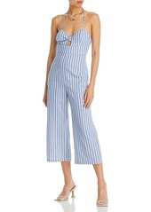 Aqua Womens Striped Keyhole Jumpsuit